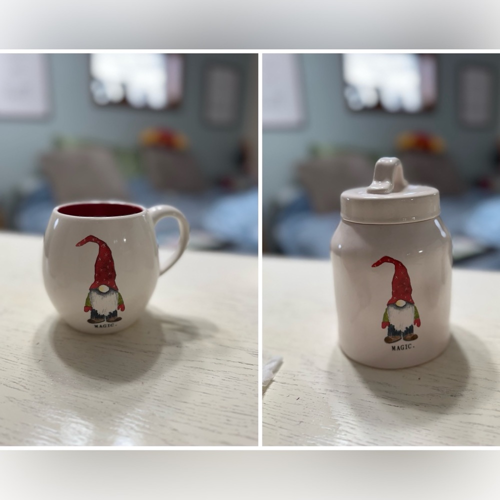 Rae Dunn mug & small canister